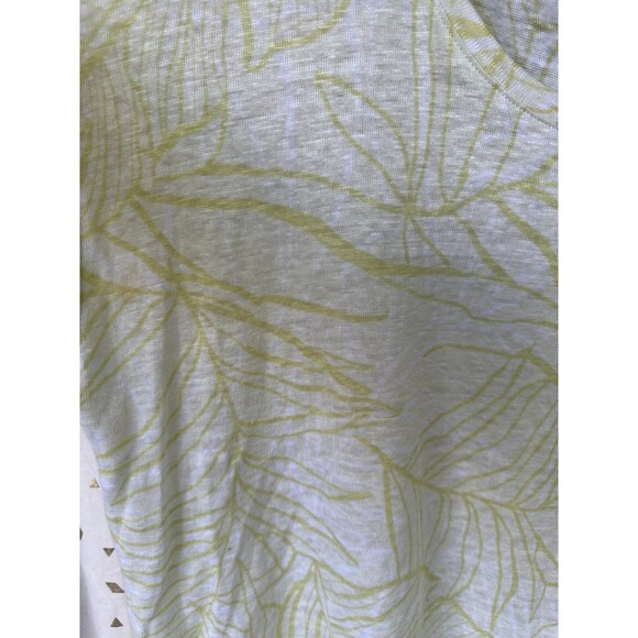 Tahari 100% Linen Hawaiian Inspired Tropical Leaves Graphic Back Botton Shirt M - Picture 3 of 7